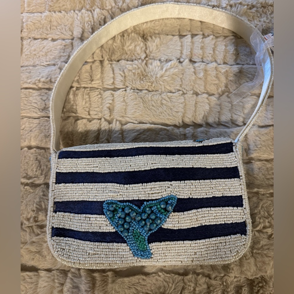 New Made in India Beaded Lobster Crab whale tail ocean nautical bag purse - Picture 3 of 4